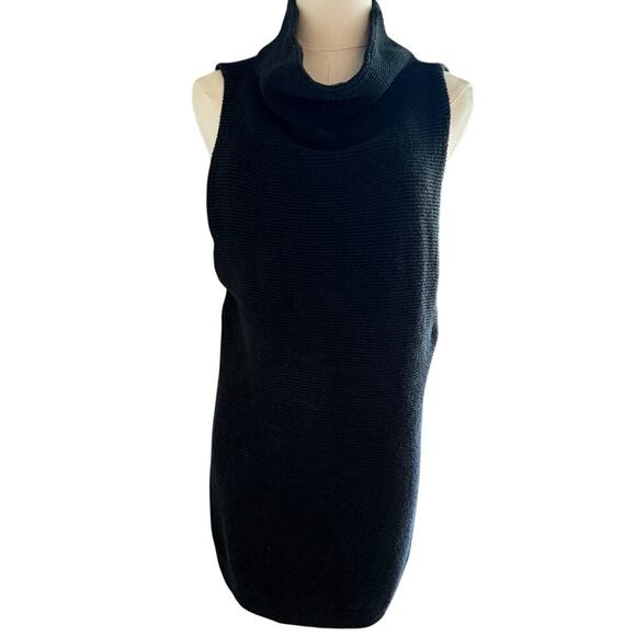 Free People Cowl Neck Sleeveless Sweater Mini Dress Black XS Knit Fall Winter - Picture 1 of 7